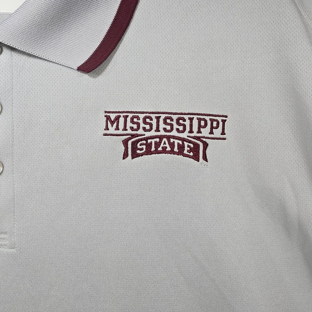 Adidas Mississippi State Bulldogs Climalite Polo Shirt Mens 3XL Gray Maroon